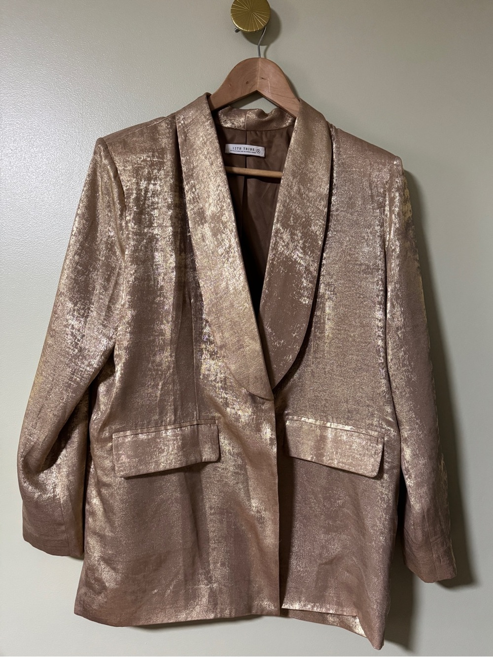 12th Tribe Waldorf Gold Metallic Blazer